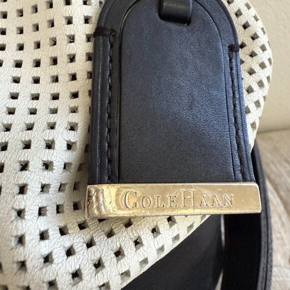 Cole Haan Perforated Bucket Bag - Black & White - Picture 3 of 8